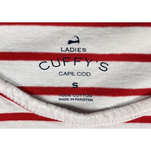 Cuffys Cape Cod Massachusetts Red & White Striped 3/4 Sleeve T-Shirt Size Small - Picture 3 of 4